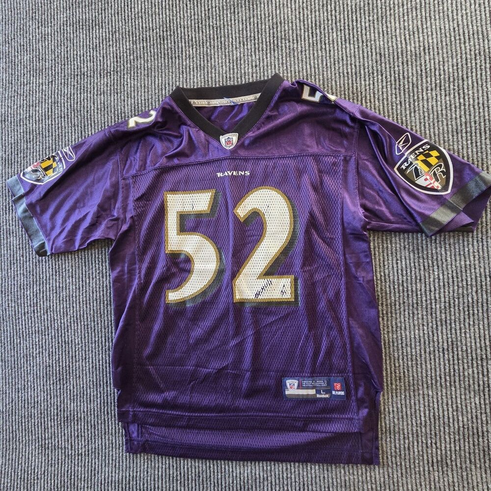 Reebok NFL Equipment Baltimore Ravens Ray Lewis #52 Purple Jersey Size L